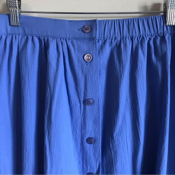 Vintage Image 100% Cotton Blue Button Down Midi Skirt Plus Size XL - Picture 5 of 7